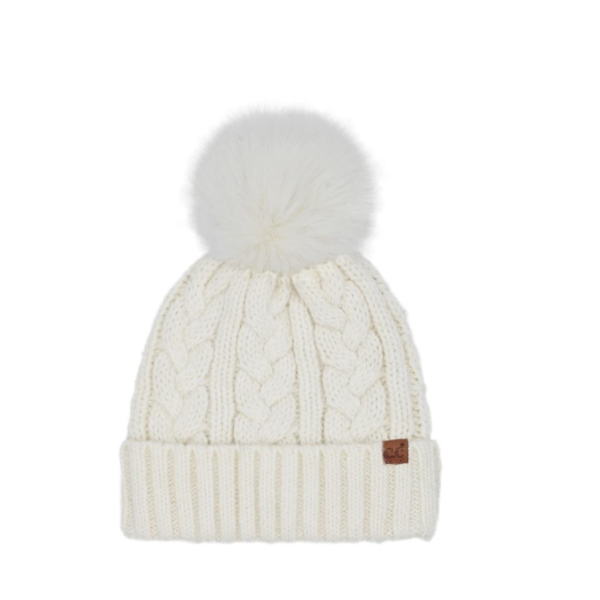 Faux Fur Cable Beanie