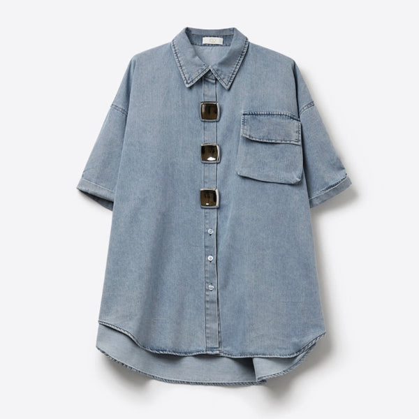 Blue Skies Button Top