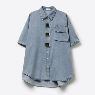 Blue Skies Button Top