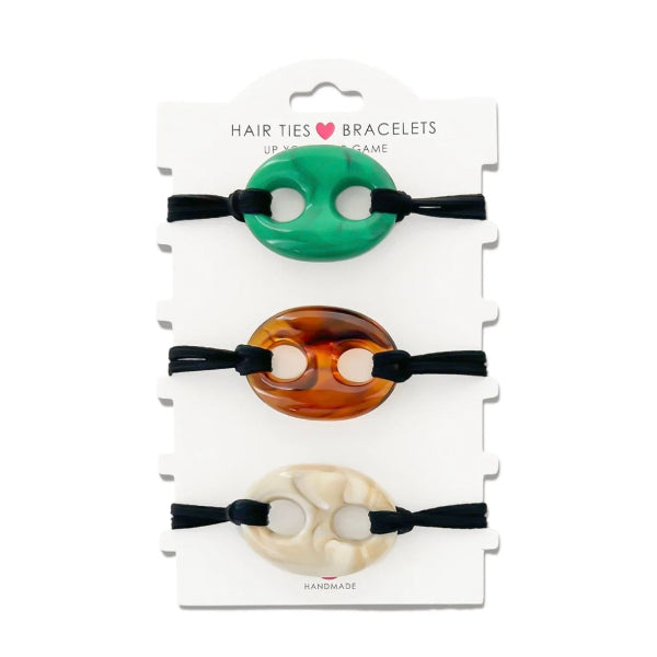 Hair Tie Bracelet-BLACK ELASTIC GREEN
