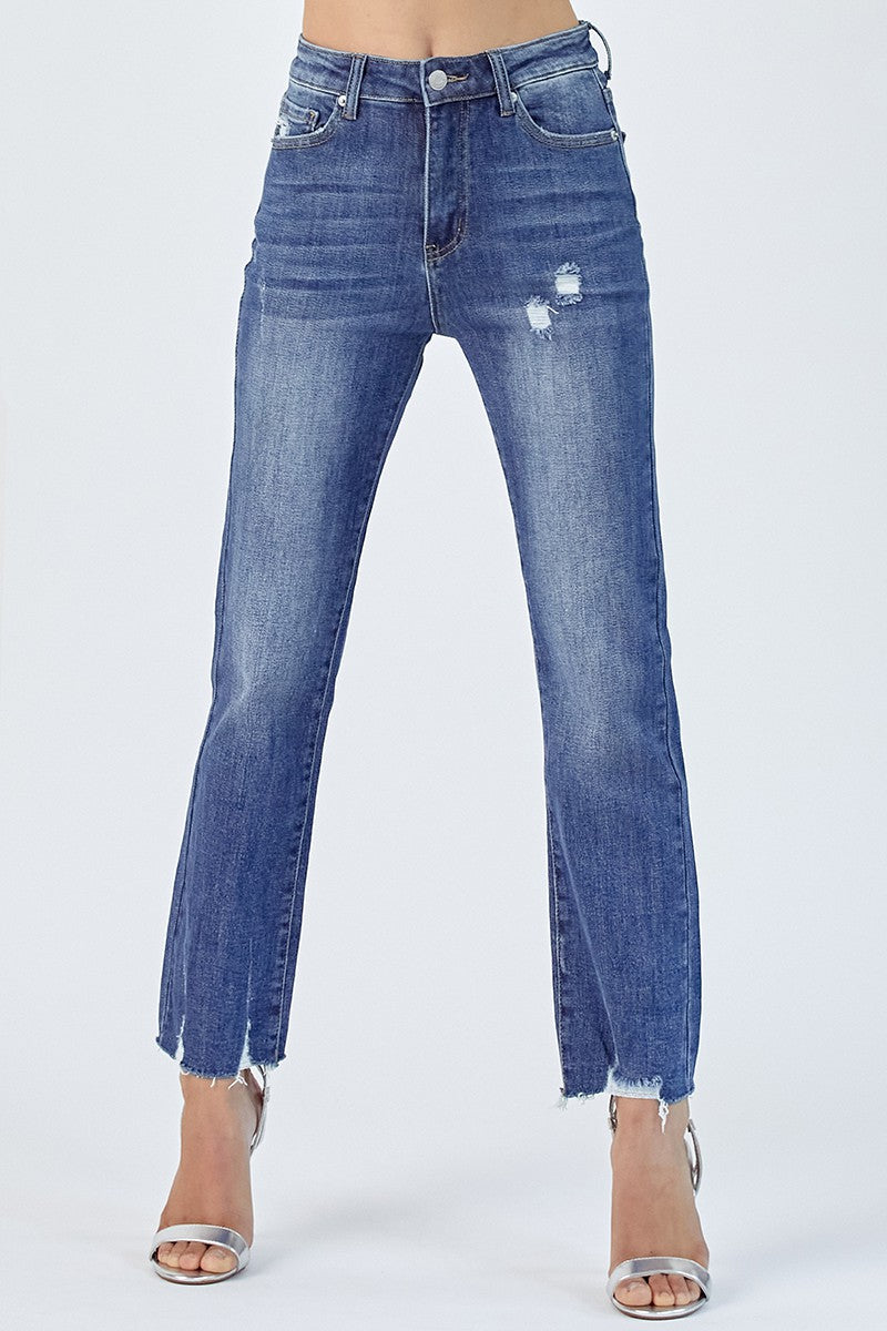 Risen High Straight Leg Denim - MED
