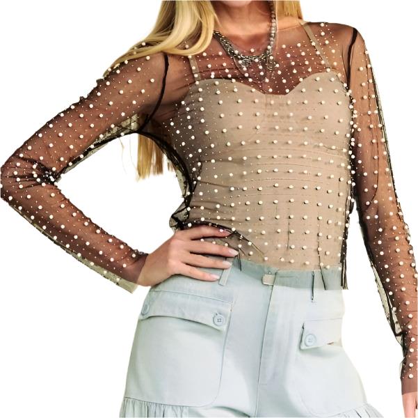 Mesh Pearl Top