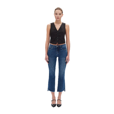 Mid Rise Stepped Frayed Hem