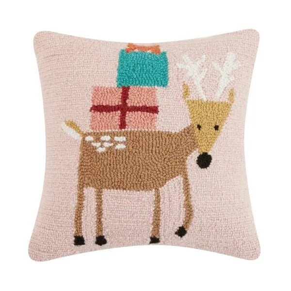 Reindeer with Presents Hook Pillow