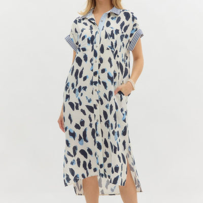 Brush Pattern Shirt Dress