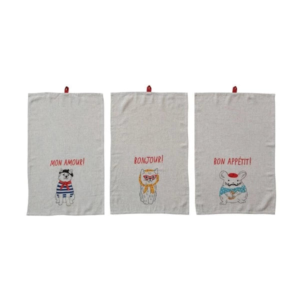 French Animals Tea Towels