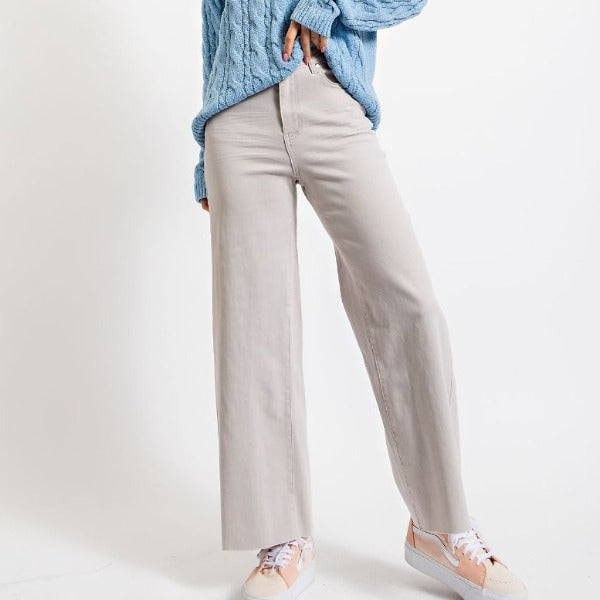 Twill Wide Leg Pants - ECRU
