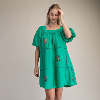 Embroidery Mid Dress