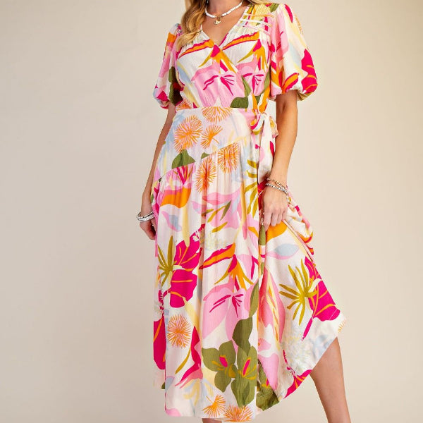 Peach Blossom Wrap Dress