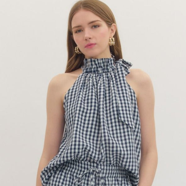 Gingham Tie Top