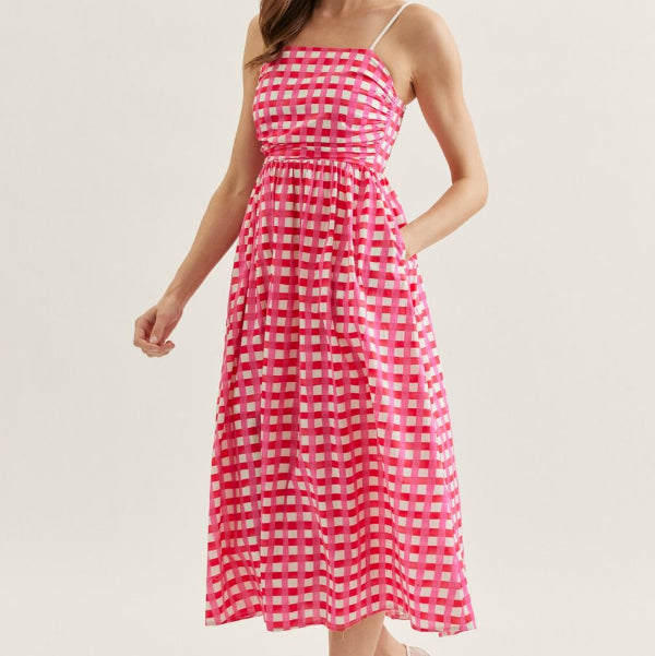 Pretty Check Midi Dress
