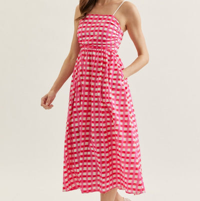 Pretty Check Midi Dress