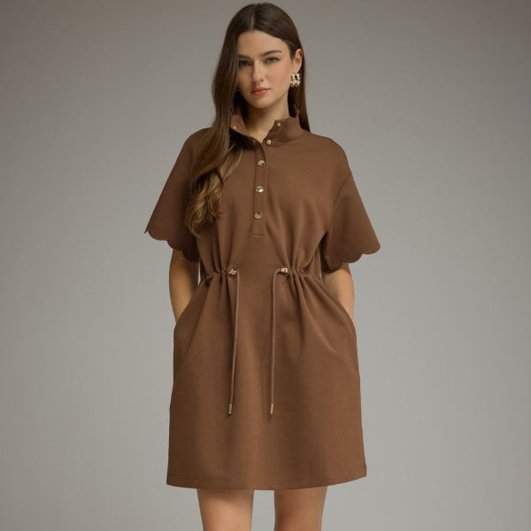 Scallop Sleeve Mini Dress