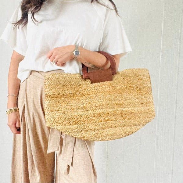 Calypso Wood Handle Jute Tote