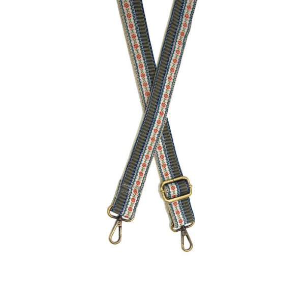 Olive Daisy Stripe Guitar Strap