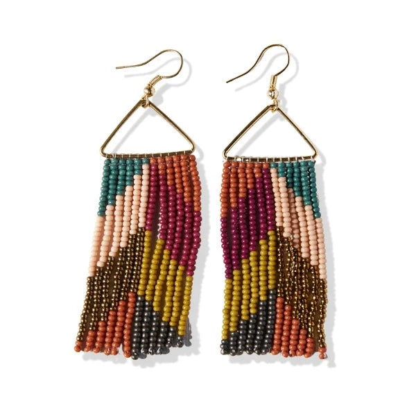 Whitney Chevron Fringe Earrings - MUTED RAINBOW