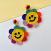 Smiley Flower Seed Bead Earrings