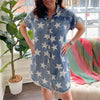Star Printed Shirt Tunic Dress