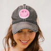 Pink Sequin Smile Patch Hat