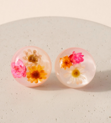 Floral Resin Stud Earrings