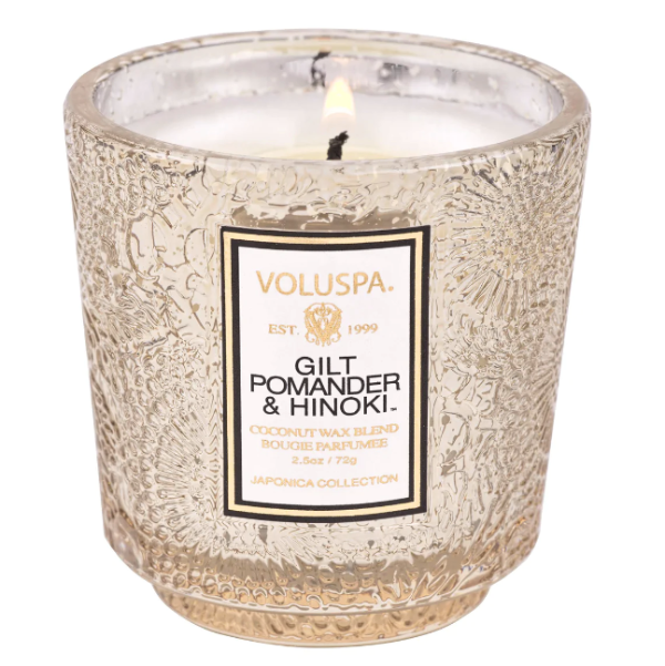 Gilt Pomander & Hinoki - Petite Pedestal Candle