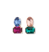 Pink Green Blue Mix Matched 2 Tier Crystal Post Earrings