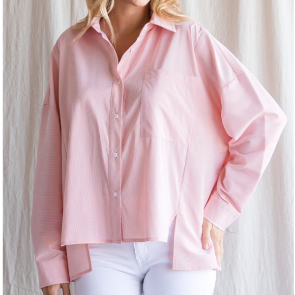 Pink Boxy Button Down