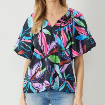 Pam Palm Print Top