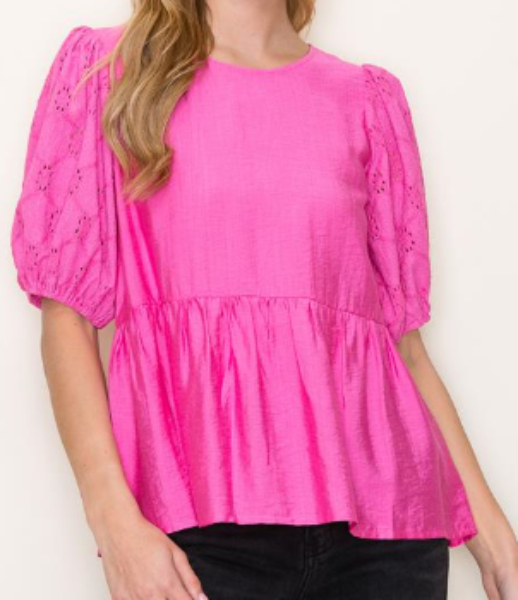 Pink Puff Sleeve Top