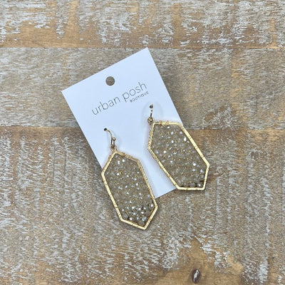 Beveled Bead Hexagon Earrings